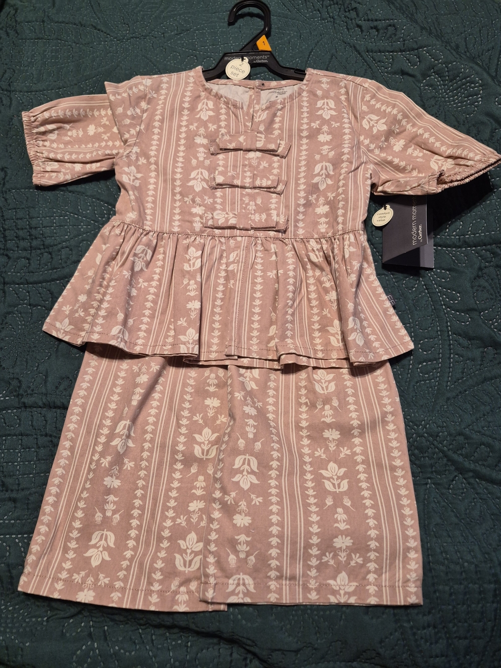 Girls' Blush Pink Floral Peplum Matching Set